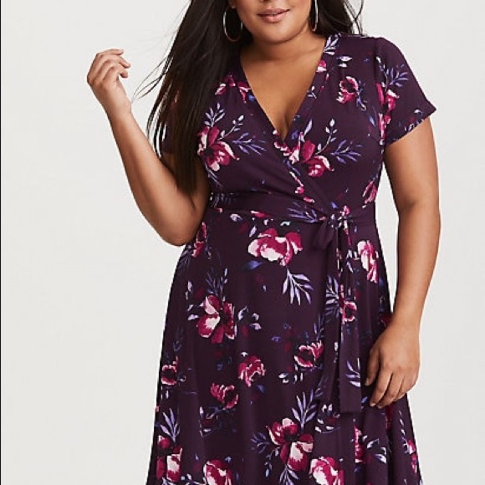 Torrid Purple Floral Wrap Dress